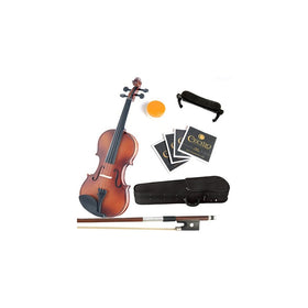 Mendini 4/4 MV300 Solid Wood Satin Antique Violin with Hard Case, Shoulder Rest, Bow, Rosin and Extra Strings (Full Size)