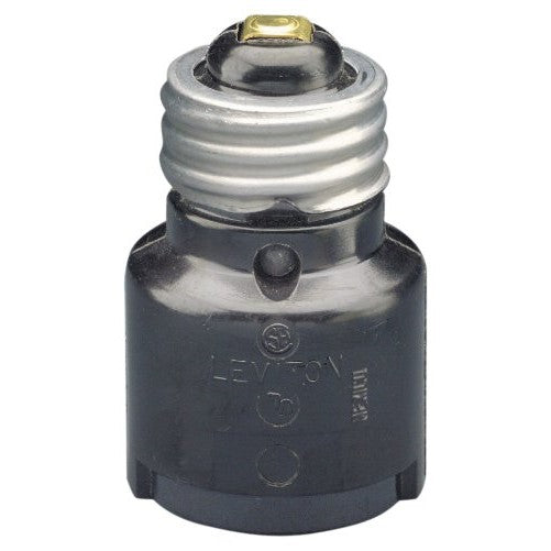 Leviton 2006 Medium-Medium Base, One-Piece, Adapters and Extensions, Incandescent, Phenolic Lampholder, 1-3/16 Inch, To Be Used in Phenolic Sockets Only, Black