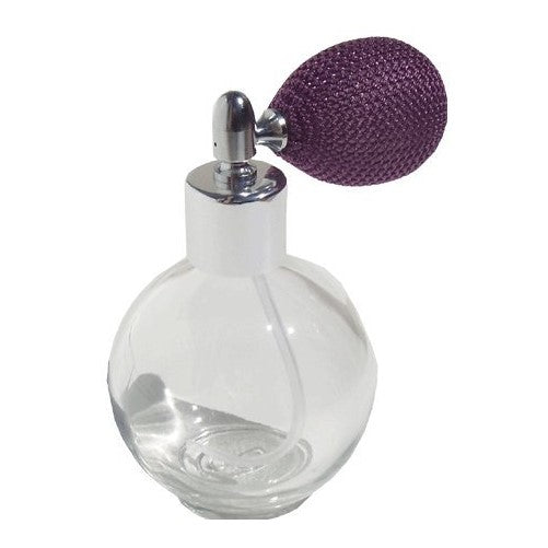 4.33 Oz. Empty Refillable Glass Perfume Bottle with Lavender Mesh Atomizer BulbNew with Vintage Style