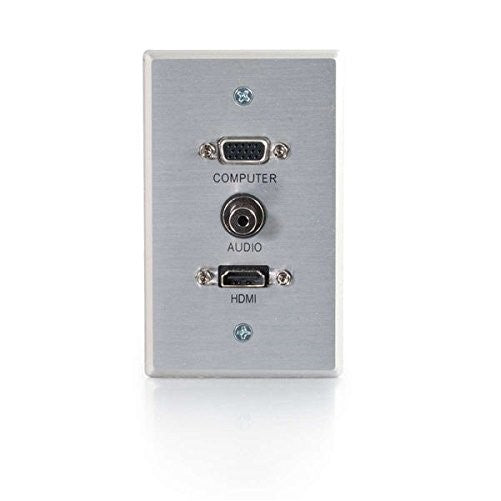 C2G/Cables to Go 41034 HDMI, VGA and 3.5mm Audio Pass Through Singe Gang Wall Plate, Brushed Aluminum