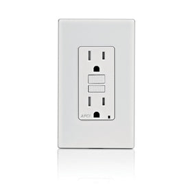 Leviton AFTR1-W SmartlockPro Outlet Branch Circuit Arc-Fault Circuit InterrupterReceptacle, 15-Amp, 120-volt, White