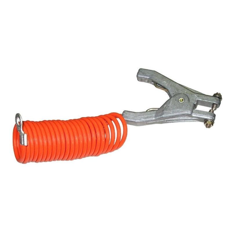 Lind Equipment RAC10 Retractable Heavy Duty Grounding Assembly, 10ft, 1/8" Coiled Plated Steel Cable, Orange PVC Coated to 3/16", REB Hand Clamp, 5/16" Lug Terminal