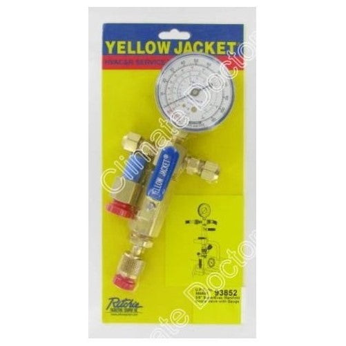 Yellow Jacket 93852 Evacuation Manifolds, Single Valve with Lo-Side Gauge Mount with 3/8" Female Flare
