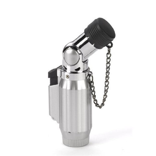 Vertigo Intimidator Quad Torch Lighter - Brushed Chrome & Chrome