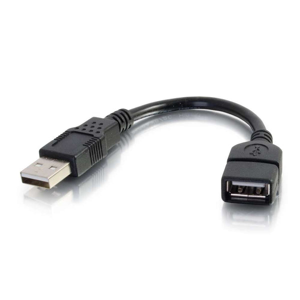 C2G 52119 USB Extension Cable - USB 2.0 A Male to A Female Extension Cable, Black (6 Inches)