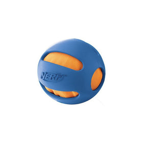 Nerf Dog Crunch and Squeak Rubber Ball Dog Toy, Medium/Large, Blue