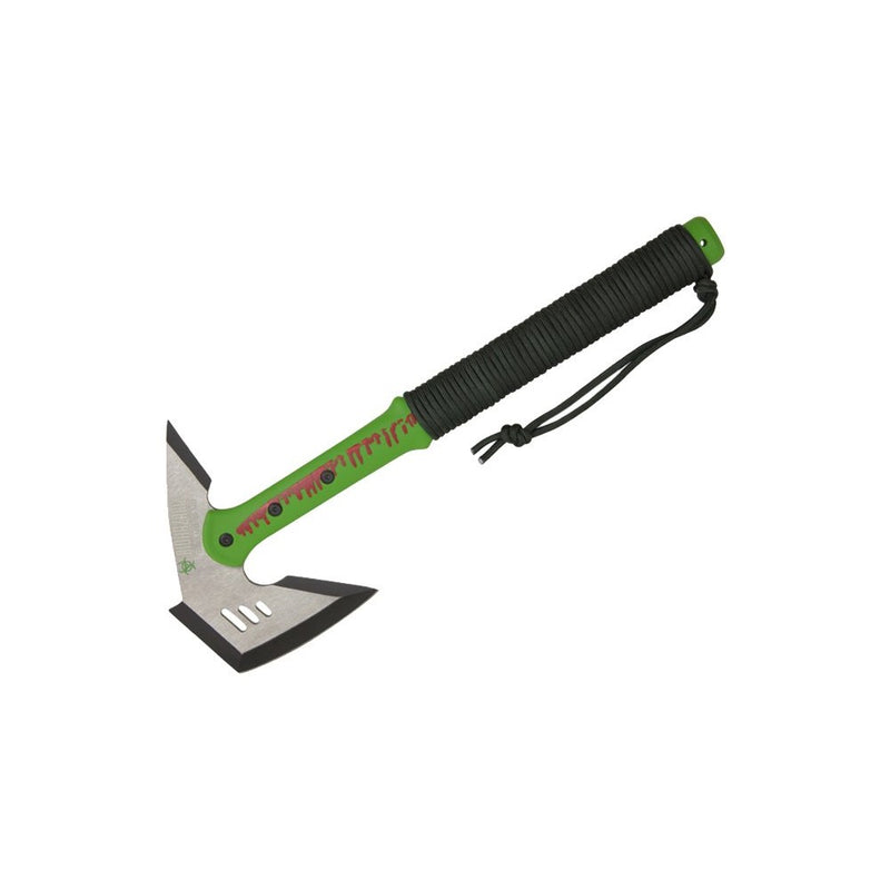 Wartech H-807-GN Biohazard 16.5" Green Handle Zombie Axe with Paracord Wrapped