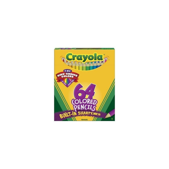 Crayola Box Of 64 Coloring Pencils Includes 8 Kids' Color Choice Short Color Pencils (Pack of 2)