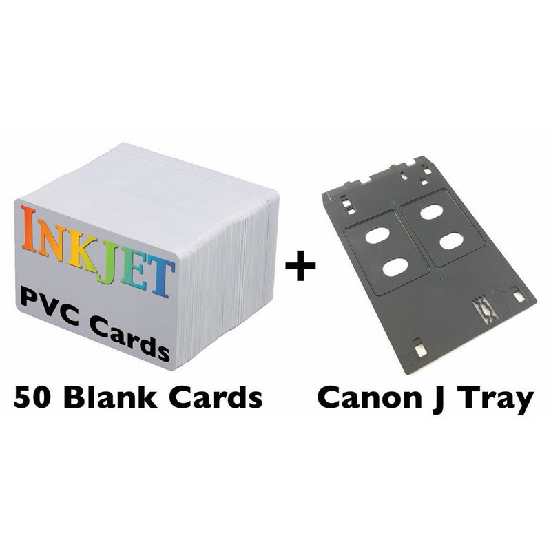 Inkjet PVC ID Card Starter Kit - Includes 50 Cards - Compatible with Canon J Tray Printers (50 Cards)