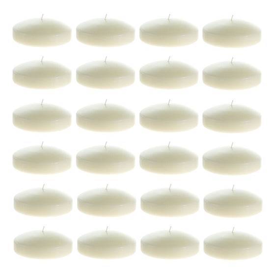 Mega Candles - Unscented 3" Floating Disc Candles - Ivory, Set of 24