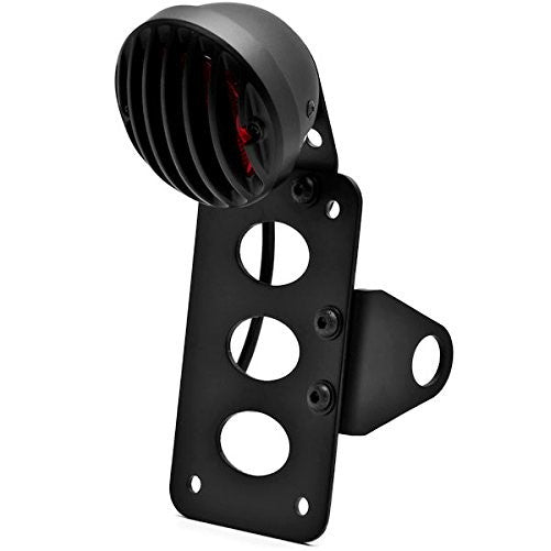 Krator Hybrid Axle Mounted Vertical/Horizontal License Plate Holder Tail Light Black Harley, Honda, Yamaha, Suzuki, Kawasaki, Custom Bike, Cruiser, Choppers