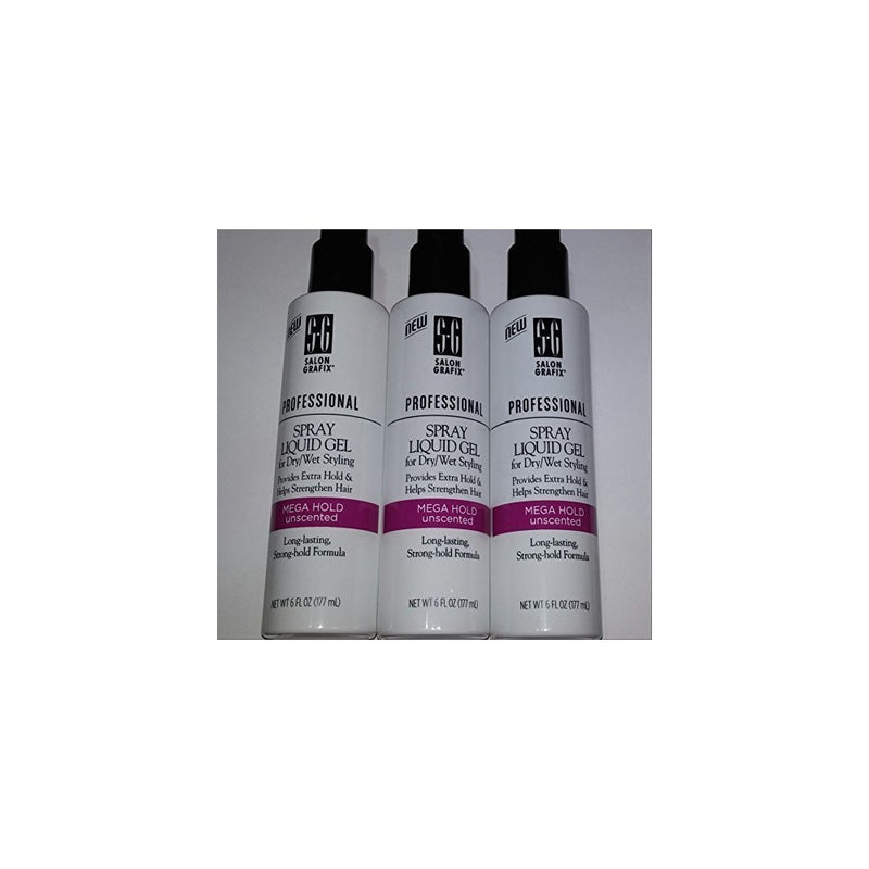 Salon Grafix Professional Spray Liquid Gel, Mega Hold, Unscented, 6 oz (Pack of 3)