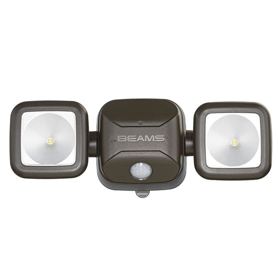 Mr. Beams MB3000 High Performance Wireless Battery Powered Motion Sensing LED Dual Head Security Spotlight, 500 Lumens, Brown, 1-Pack