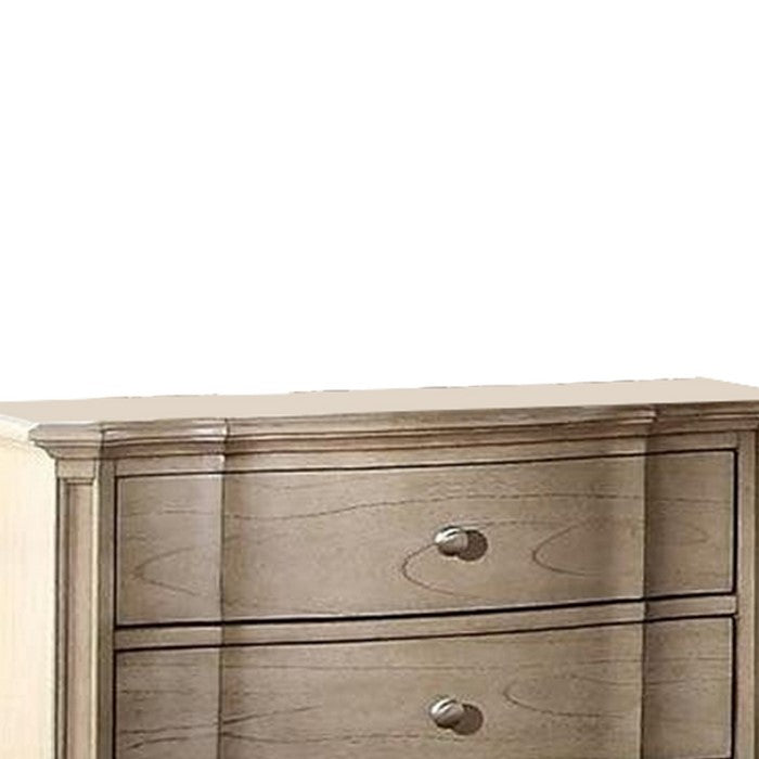 3 Drawer Nightstand with Cabriole Legs, Taupe Brown
