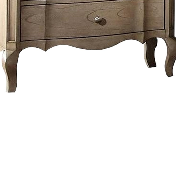 3 Drawer Nightstand with Cabriole Legs, Taupe Brown