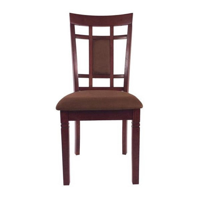 Transitional Style Wooden Dining Set with Grid Back Chairs, Pack of Five, Brown