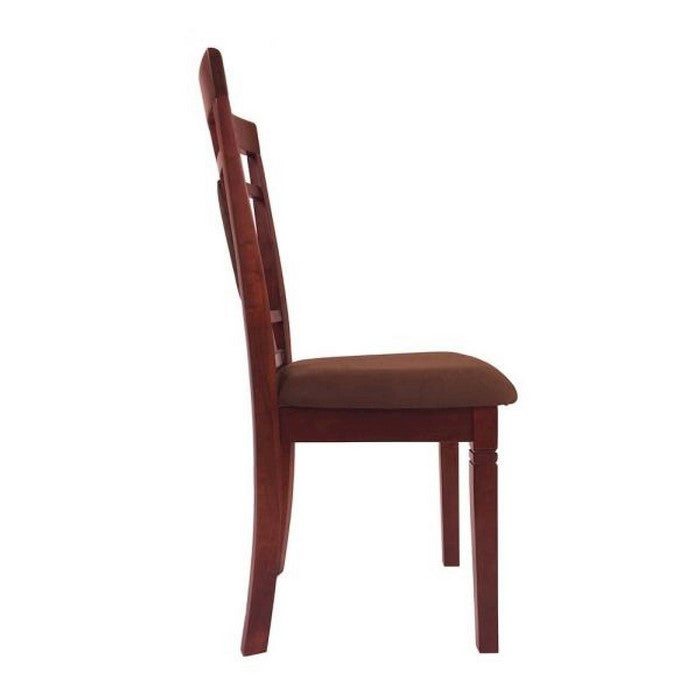 Transitional Style Wooden Dining Set with Grid Back Chairs, Pack of Five, Brown