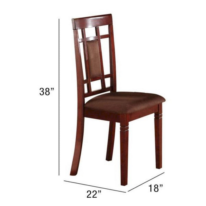 Transitional Style Wooden Dining Set with Grid Back Chairs, Pack of Five, Brown