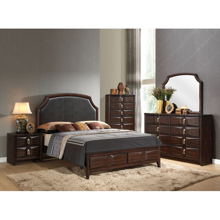 Transitional Style Wood Chest with 5 Drawers, Espresso Brown