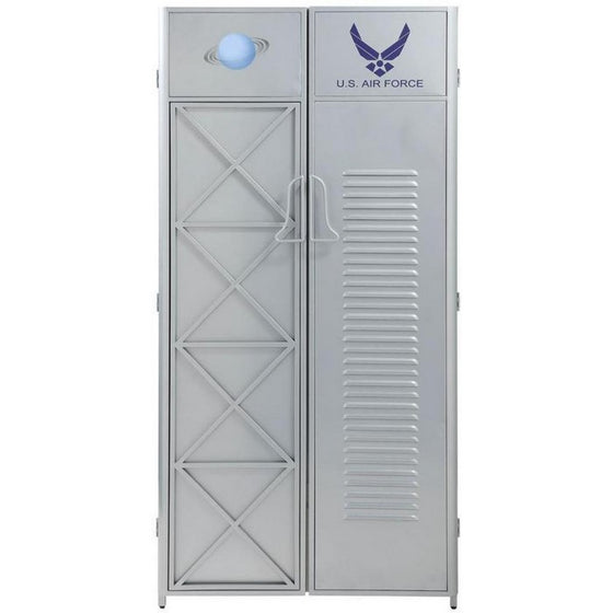Contemporary Style Metal Wardrobe with 2 Doors, Silver