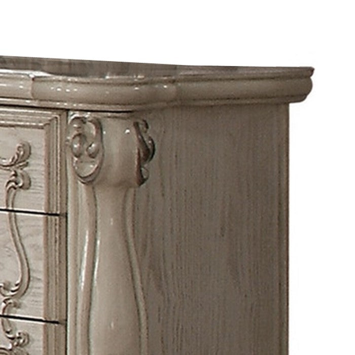 Traditional Style Wooden Vanity Desk with Seven Drawers, Bone White