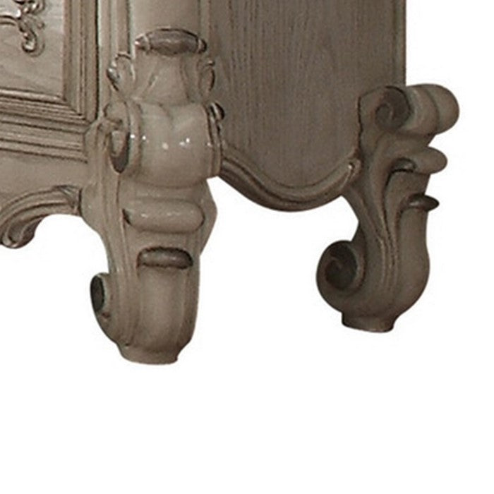 Traditional Style Wooden Vanity Desk with Seven Drawers, Bone White