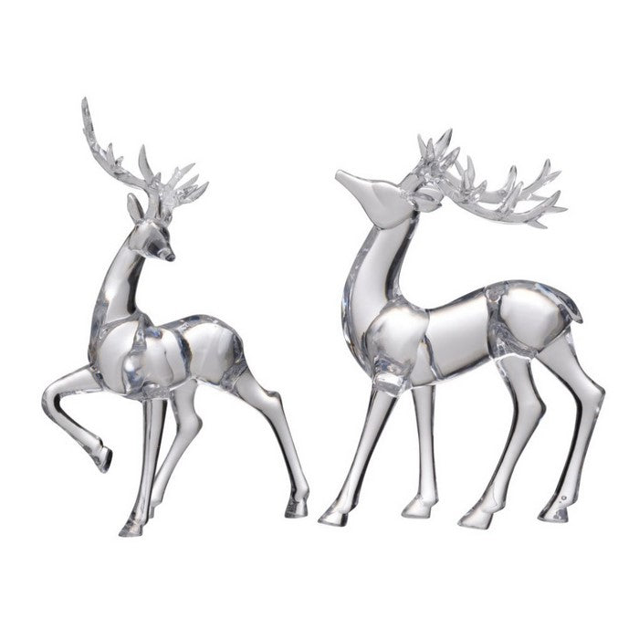 Acrylic Standing Reindeer Accents with Long Antlers, Clear, Set of Two