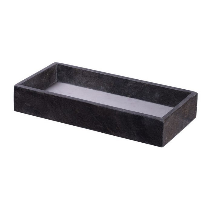 Rectangular Shape Monochrome Marble Tray, Black and White
