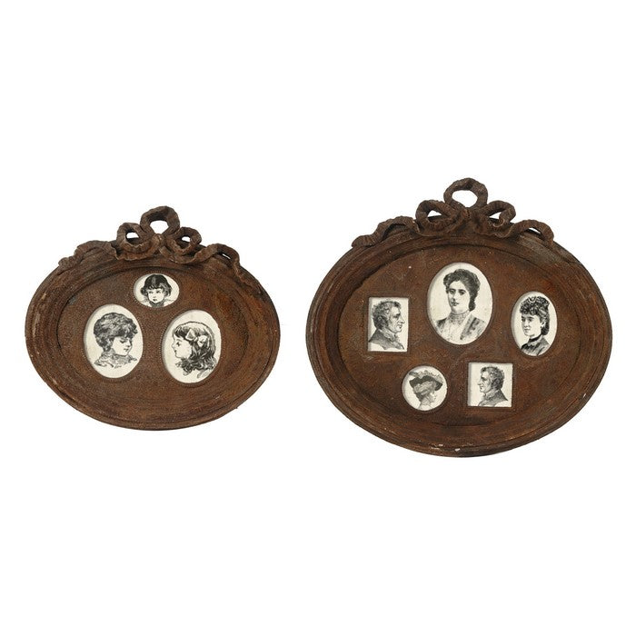 Traditional Style Rustic Photo Frame in Ceramic, Set of Two, Brown