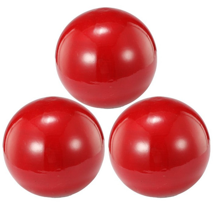 PlainDecorative Ceramic Orbs, Set of Three, Glossy Red