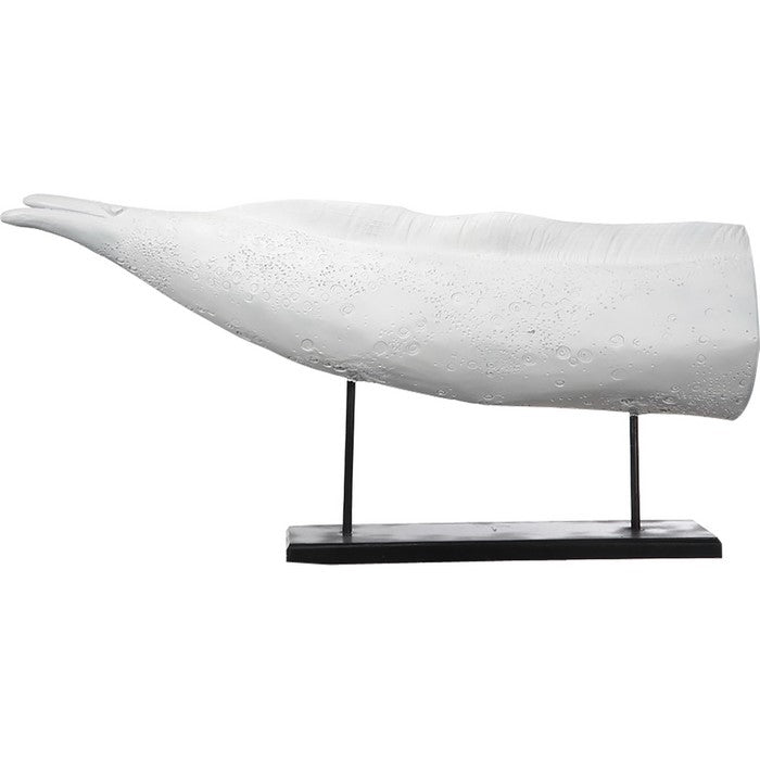 decorative Polyresin Eel On a Rectangular Stand, White And Black