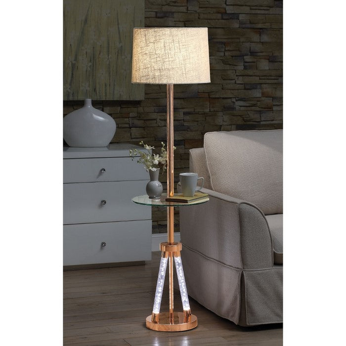 Contemporary Metal and Acrylic Floor Lamp with Drum Shade, Gold and Brown