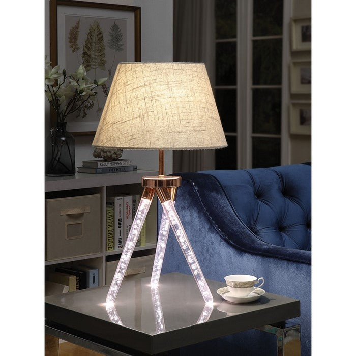 Contemporary Metal and Acrylic Table Lamp with Barrel Shade, Gold