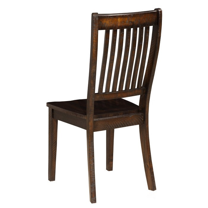 Acacia Wood Side Chairs with Slatted Back, Set of Two, Espresso Brown