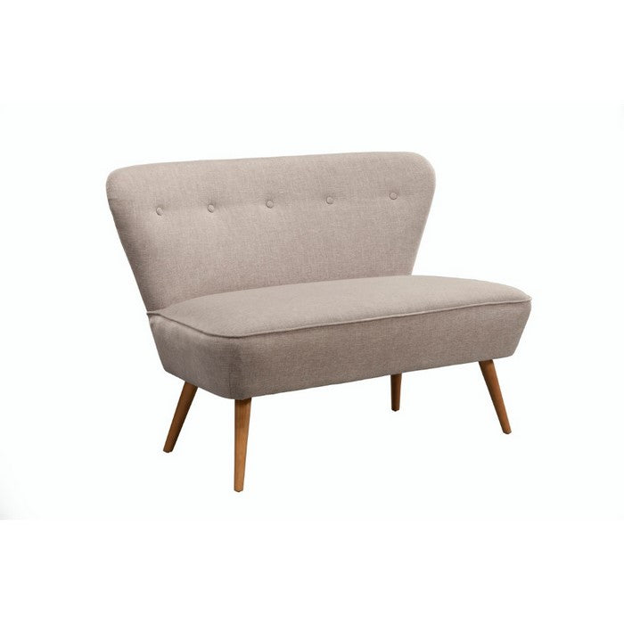 Polyester Upholstered Button Tufted Rubberwood Bench with Splayed Legs, Gray