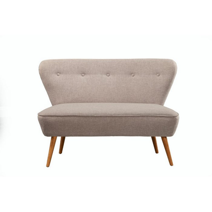 Polyester Upholstered Button Tufted Rubberwood Bench with Splayed Legs, Gray