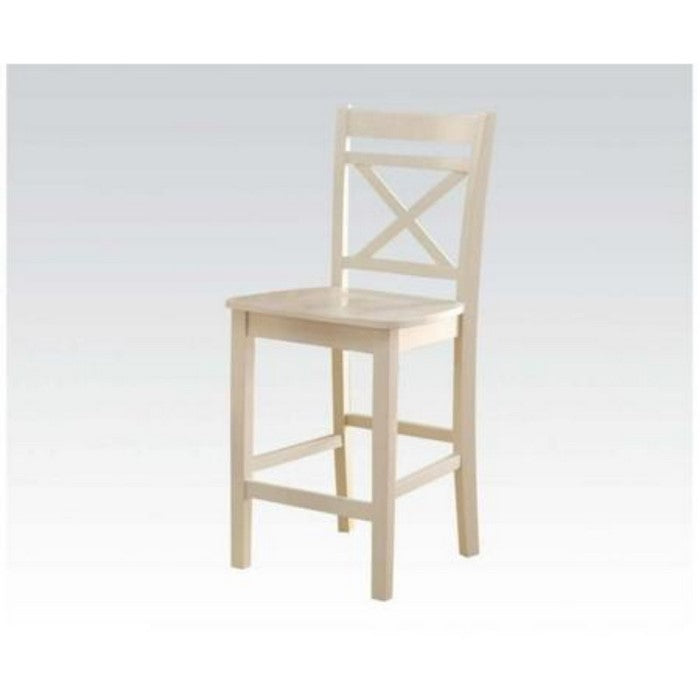 Transitional style Wooden Counter Height Chair with Cross Back, Set of 2, Cream