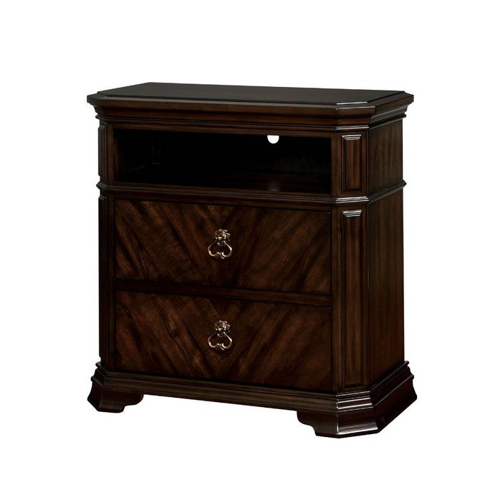 Solid Wood Spacious Media Stand with Clippedecorner And Trim, Espresso Brown