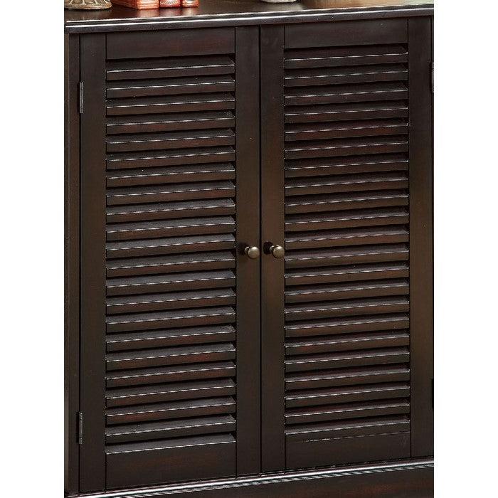 Double Door Solid Wood Shoe Cabinet with Blocked Panel Feet, Espresso Brown