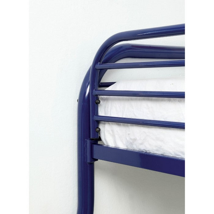 Metal Twin Over Full Bunk Bed with Attached Side Rails And Side Ladders, Blue
