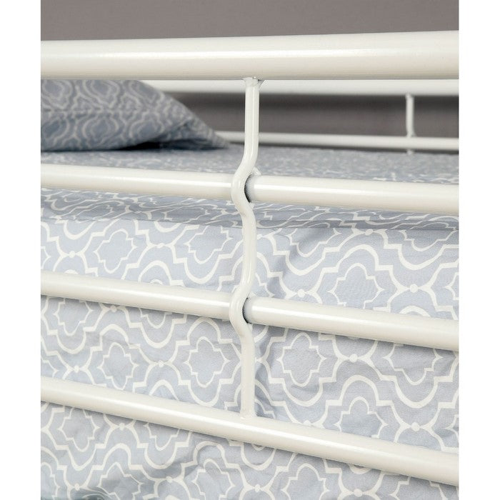 Metal Twin Over Twin Bunk Bed with Attached Side Rails And Side Ladders, White