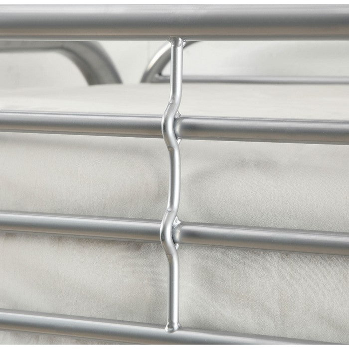 Twin Over Twin Metal Bunk Bed with Side Ladder And C Style Side Rail, Silver
