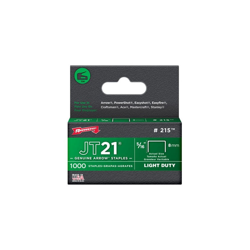 Arrow Fastener 215 Genuine JT21/T27 5/16-Inch Staples, 1,000-Pack