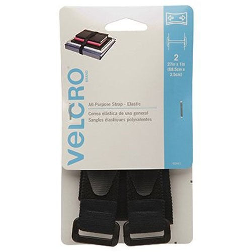 VELCRO Brand 90441 - All Purpose Straps - 27" x 1" All Purpose Strap - Elastic, 2 Ct. - Black