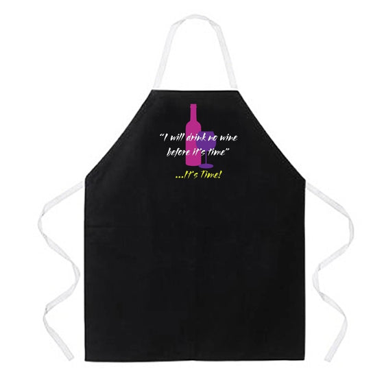 Attitude Aprons Fully Adjustable "I'll Drink Wine Before It's Time" Apron, Black