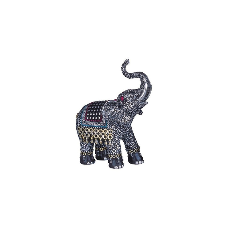 George S. Chen Imports SS-G-88051 Black Thai Elephant With Trunk Raised Collectible Figurine Statue