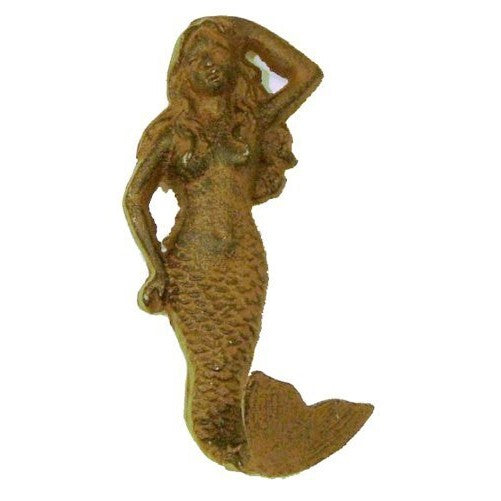 Nautical Rust Cast Iron Mermaid Wall Decor Hook Peg Decor