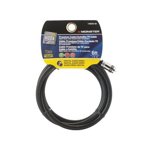 CABLE RG6 QUAD 6' BLACK by MONSTER JHIU MfrPartNo 140036-00