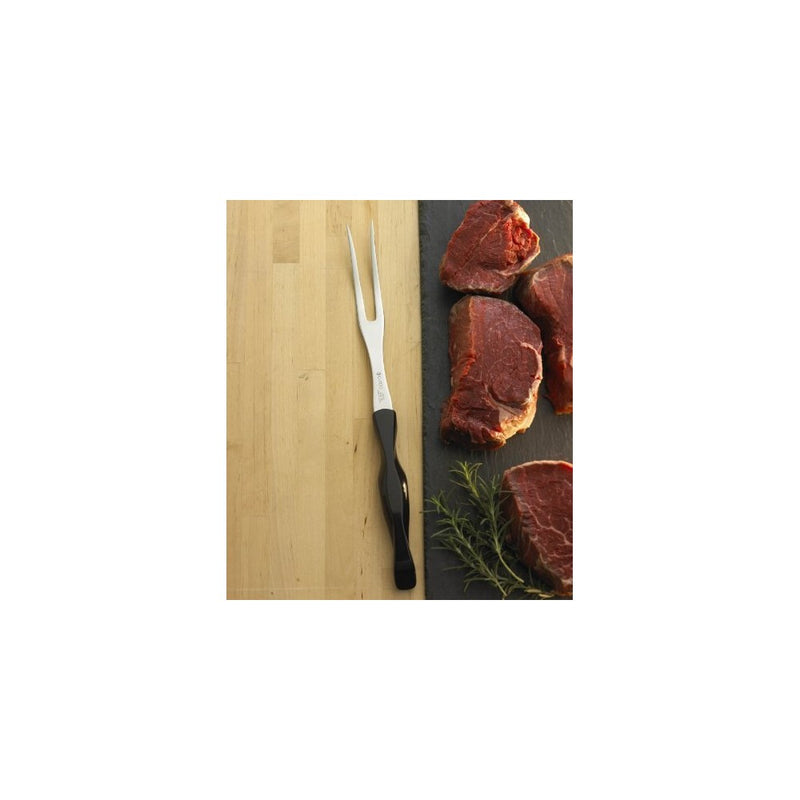 CUTCO Model 1727 Carving Fork with Classic Dark Brown handle (often called "Black") in factory-sealed plastic bag.