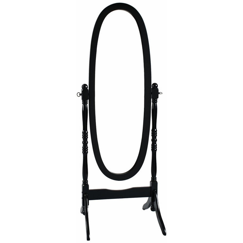 Swivel Full Length Wood Cheval Oval Floor Mirror, Black